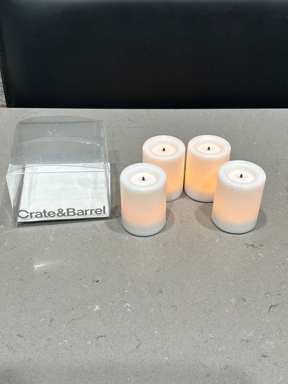 Crate&Barrel White Flameless Votive Candle Set of 4